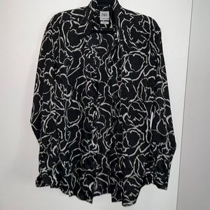 ZARA SEMI SHEER SLIM BUTTON DOWN